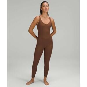 Lululemon Align Bodysuit 25" Ribbed Womens 4 Brown Seamless Workout One‎ Piece